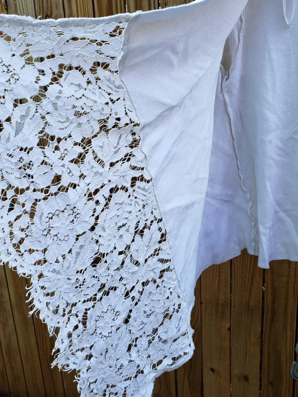 EUC KASPER bright white open cardigan with embroidered hem (M) - Picture 3 of 6